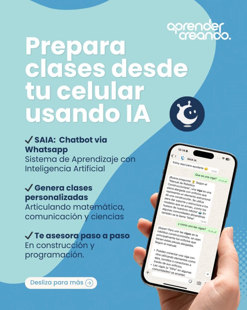 SAIA, chatbot vía WhatsApp creado por Aprender Creando.